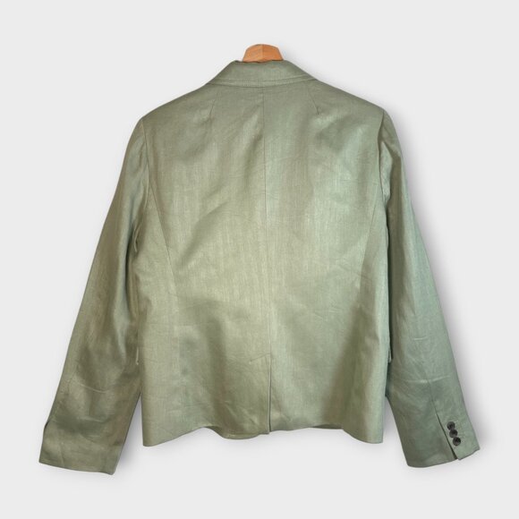 J Crew Linen Blazer 12 Green Officecore - Picture 2 of 7